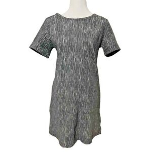 Bishop+Young Gray White Dress Back Zip‎ Short Sleeve S Modern Minimalist Subtle